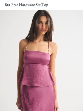 Abercrombie & Fitch Mauve Satin Bra-Free Hardware Set Top
